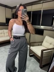 Kr 3077 Beyaz İp Askılı kısa Crop
