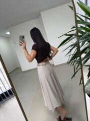 İv 26299 Modal Tensel Parça Dikişli Taş Etek