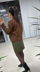 Gold Düğmeli Haki Etek