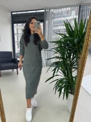 Sg Yeşil Yumoş Triko Elbise