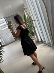Ms 2099 Siyah Gipe Detaylı Poplin Elbise
