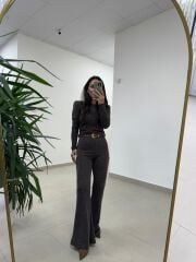 Bb 30585 Kahve Kaşkorse Simli Triko Takım