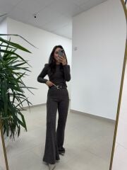 Bb 30585 Kahve Kaşkorse Simli Triko Takım