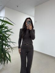 Bb 30585 Kahve Kaşkorse Simli Triko Takım