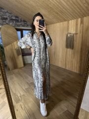 Snake kemerli gömlek elbise