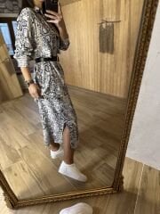 Snake kemerli gömlek elbise