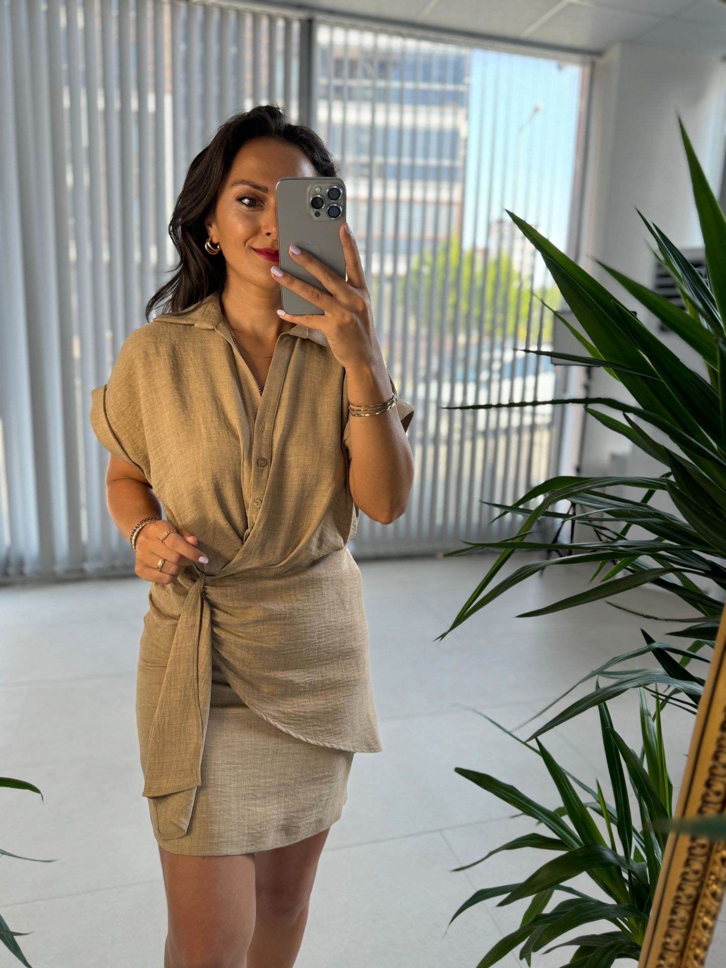 Mc 5870 Floss Linen Mink Shirt Dress