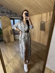 Snake kemerli gömlek elbise