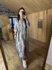 Snake kemerli gömlek elbise