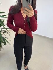 Ml 083 Bordo Yumoş Triko Kazak