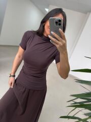 İv 26299 Modal Tensel Parça Dikişli A. Kahve Etek