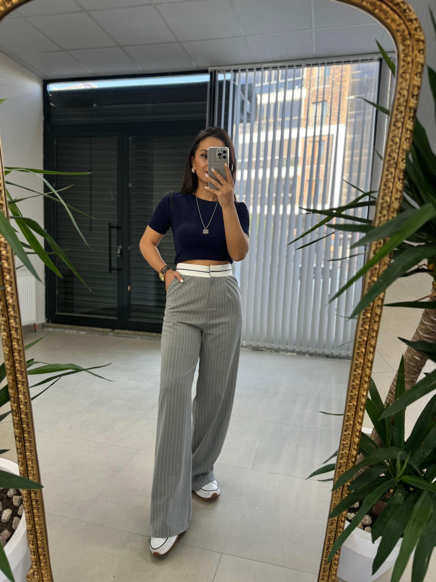 Gk Stripe Striped Gray Trousers