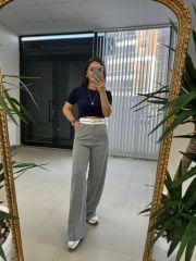 Gk Şerit Çizgili Gri Pantolon