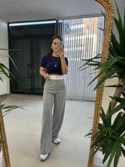 Gk Şerit Çizgili Gri Pantolon