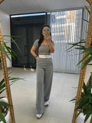 Gk Şerit Çizgili Gri Pantolon