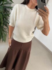 Orj. Marka Balon Kol Yumoş Krem Kazak