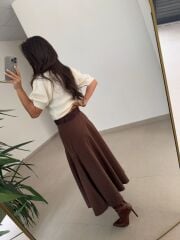 Orj. Marka Balon Kol Yumoş Krem Kazak