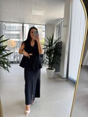 Wr Siyah Yelekli  Etek Keten Takım