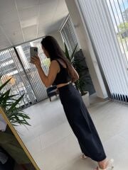 Wr Siyah Yelekli  Etek Keten Takım