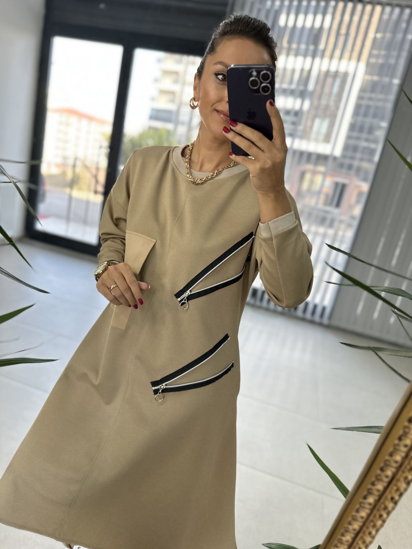 Dr 2458 Balköpüğü midi sweat elbise