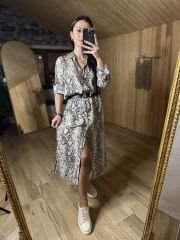 Snake vizon siyah gömlek elbise