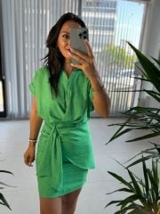 Mc 5870 Floss Linen Green Shirt Dress