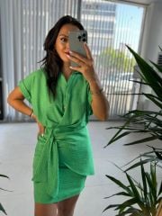 Mc 5870 Floss Linen Green Shirt Dress