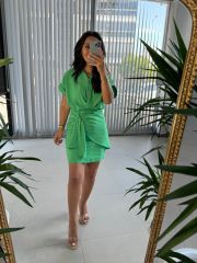 Mc 5870 Floss Linen Green Shirt Dress