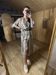 Snake vizon siyah gömlek elbise