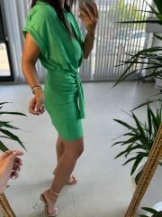 Mc 5870 Floss Linen Green Shirt Dress