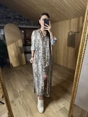 Snake vizon siyah gömlek elbise