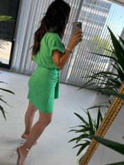 Mc 5870 Floss Linen Green Shirt Dress