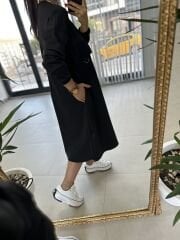 Dr 2458 Midi boy fermuar detaylı siyah elbise