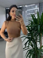 Sg Yarım Balıkçı Kahve Bluz