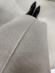 Bb 29166 Simli  Çima Dikişli Bej Triko Elbise