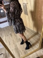 Tasarım ispanyol kol şifon elbise