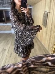 Tasarım ispanyol kol şifon elbise