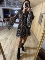 Tasarım ispanyol kol şifon elbise