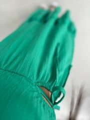 My 3198 Green Waist Low-Rise Crinkle Dress