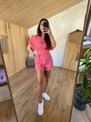 Pembe şort tulum