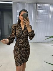 Leo Brown Knitwear Dress with Mc Scallop Detail
