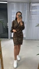 Leo Brown Knitwear Dress with Mc Scallop Detail