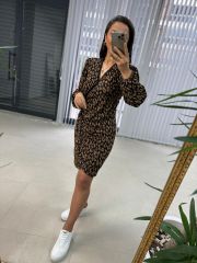 Leo Brown Knitwear Dress with Mc Scallop Detail