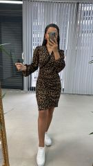Leo Brown Knitwear Dress with Mc Scallop Detail