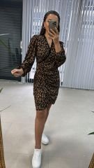 Leo Brown Knitwear Dress with Mc Scallop Detail