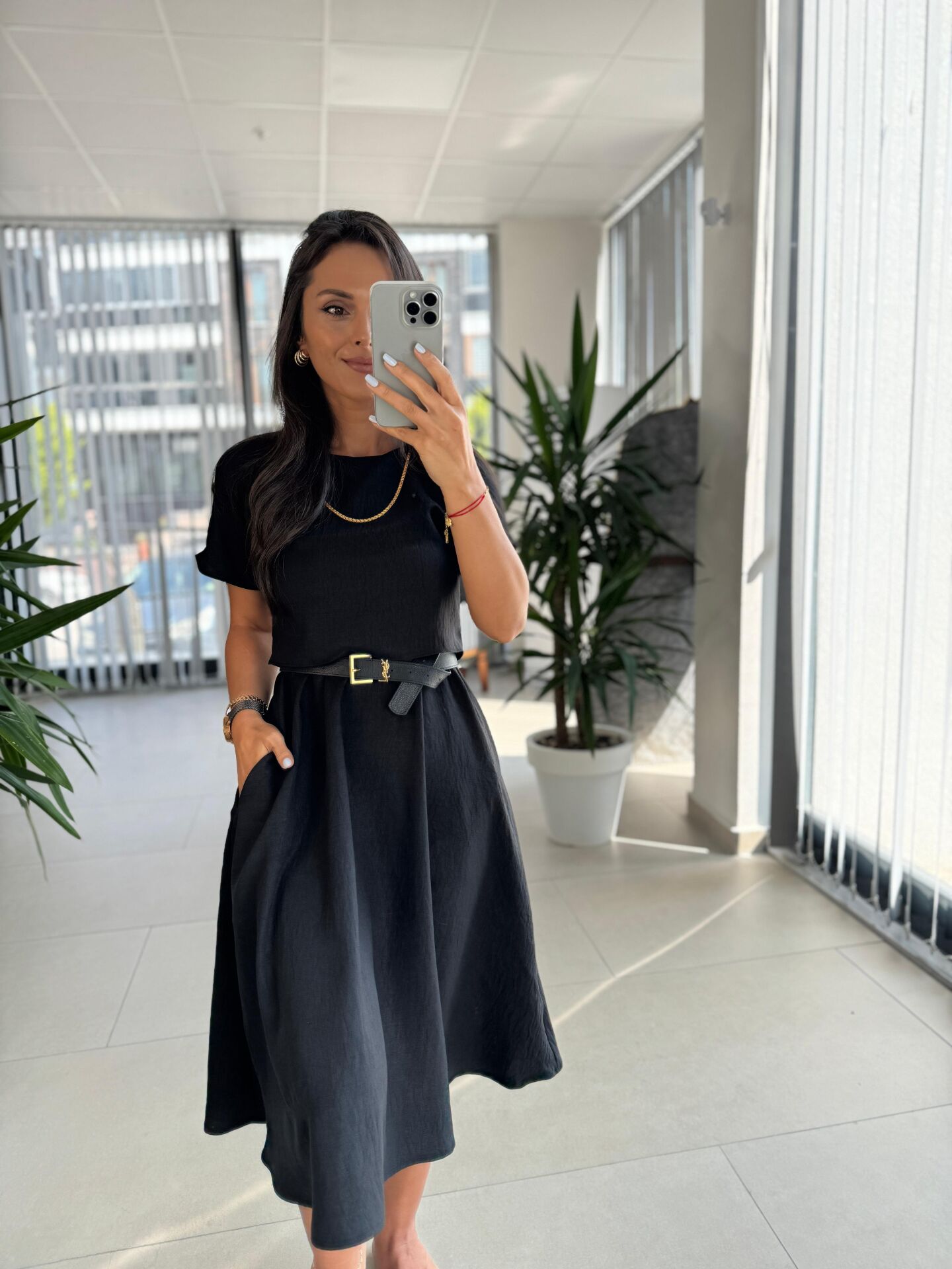 My 3760 Siyah Midi Bluzlu Elbise