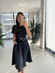My 3760 Siyah Midi Bluzlu Elbise
