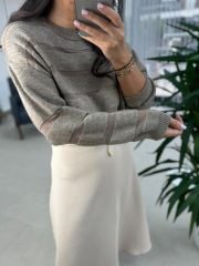 Orj. Marka Vizon Tül Detaylı Triko