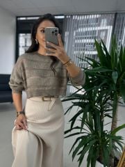 Orj. Marka Vizon Tül Detaylı Triko