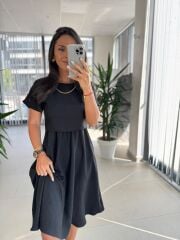 My 3760 Siyah Midi Bluzlu Elbise